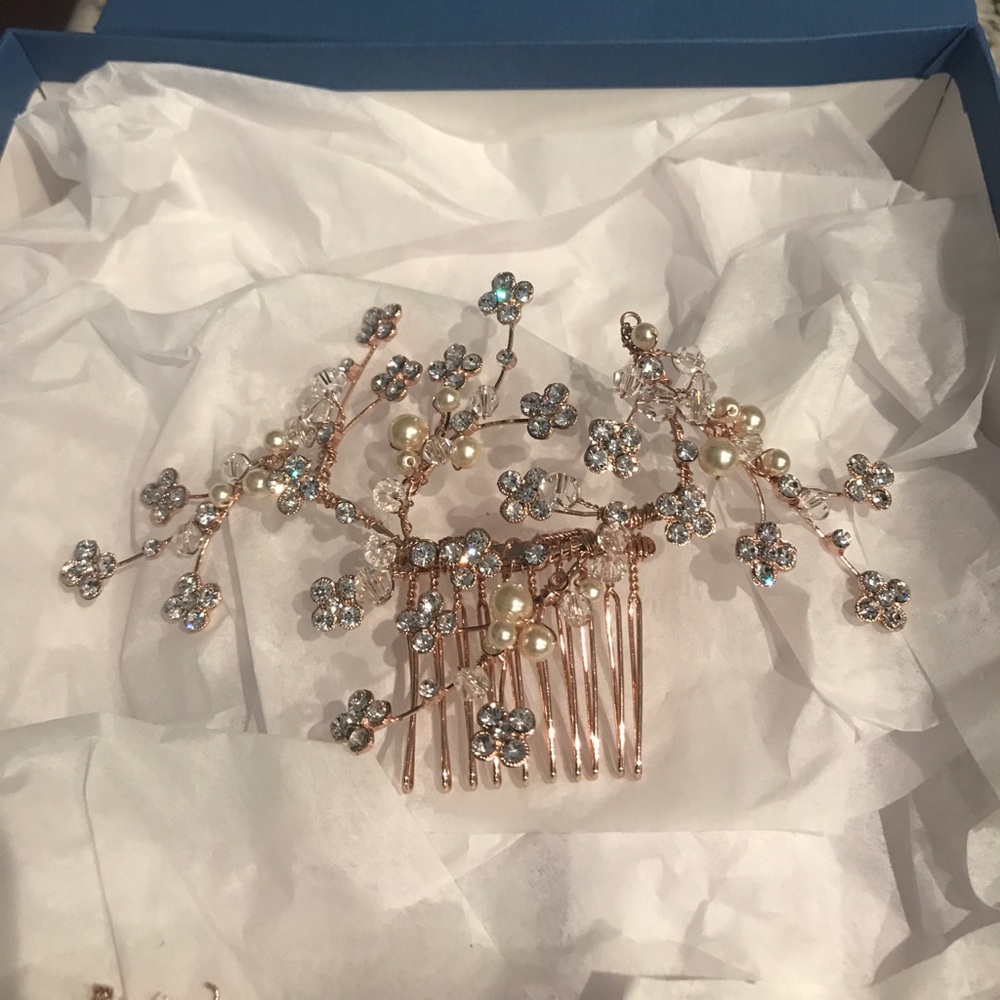 Bel Aire Bridal Rose Gold Hair Comb